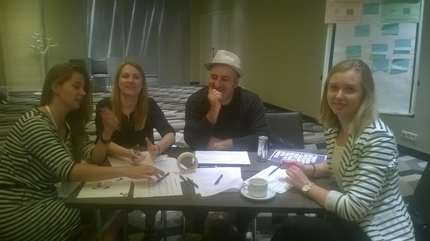 During the workshop "Connected Recognition" with Giorgi from DRONI youth organization.