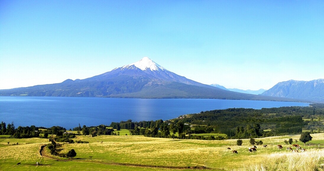 Llanquihue Lake and Osorno Volcano, South of Chile.