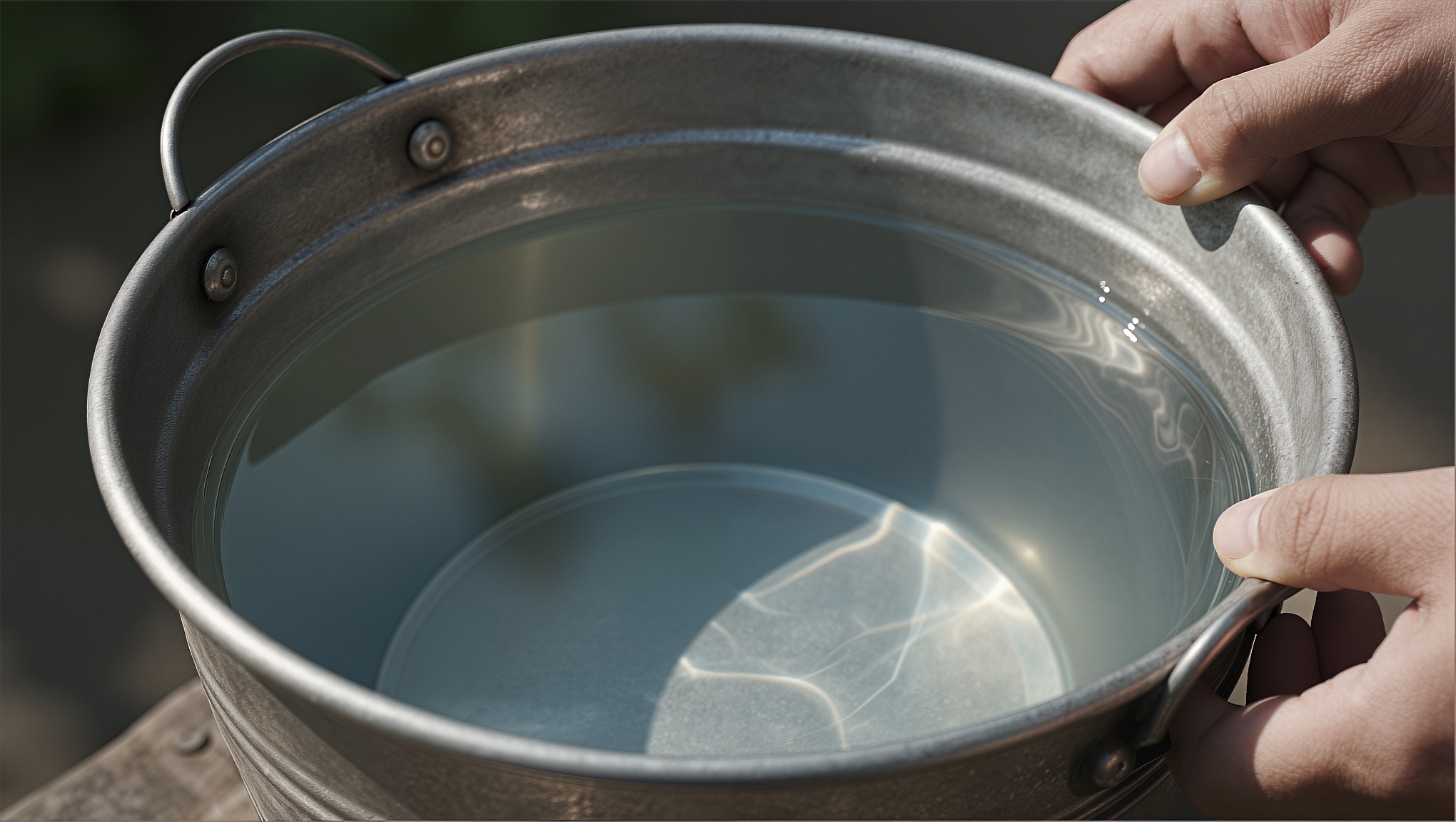 A clear water bucket